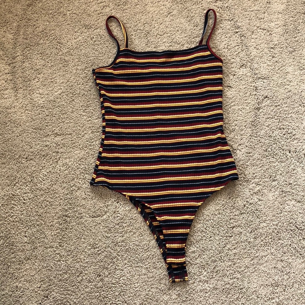 Striped Square Neck Body Suit